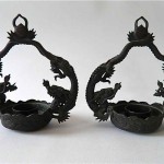 vintage chinese bronze dragon hanging candle holders
