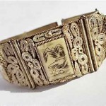 vintage chinese filigree and bone scrimshaw bracelet