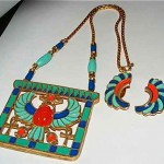 vintage hattie carnegie egyyptian revival necklace and earrings