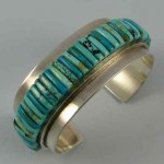 vintage navajo silver turquoise corn row bracelet