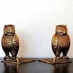 vintage pair midcentury brass owl bookends