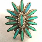 vintage zuni needlepoint turquoise ring