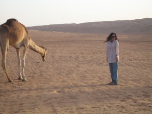 Gretchen Berg with Camel in Oman