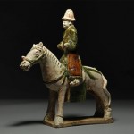 ancient chinese ming dynasty horse and rider statue pottery figure