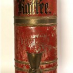 antique 1800s tin and copper coffee bean dispenser