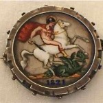 antique 1821 sterling enamel coin brooch