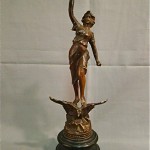 antique french art nouveau bronzed spelter statue