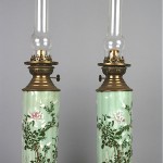 antique pair 19th century chinese oil lamps