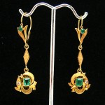 vintage 14k emerald pendant drop earrings