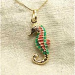 vintage 14k seahorse necklace