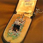 vintage 14k topaz and emerald pendant