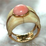 vintage 1920s 14k faux ivory and coral ring