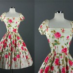 vintage 1950s cotton floral dress