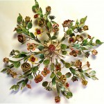 vintage 1950s italian handpainted tole ceiling fixture