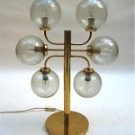 vintage 1960s brass and glass table lamp