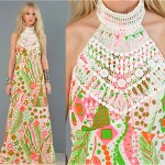 vintage 1970s cotton crochet trim maxi dress