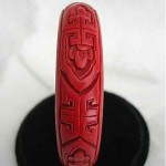 vintage art deco chinese carved cinnabar bangle bracelet