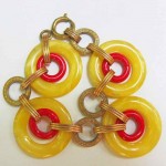 vintage art deco glass and enamel bracelet