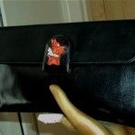 vintage art deco leather handbag bakelite scotty trim