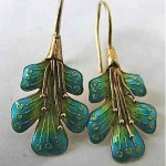 vintage arts and crafts enamel silver gilt earrings