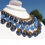 vintage blue glass bookchain necklace