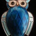 vintage david andersen sterling enamel owl brooch