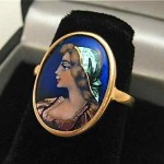 vintage french 18k enamel portrait ring
