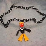vintage french resin jointed hand painted sailor necklace