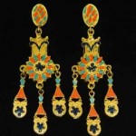 vintage hobe egyptian revival enamel earrings