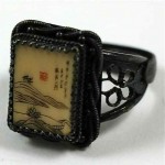 vintage japanese silver and oxbone ring