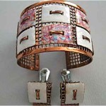 vintage matisse copper enamel cuff bracelet and earrings