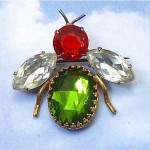 vintage midcentury adele simpson rhinestone bug brooch