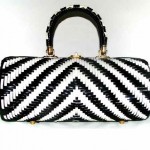 vintage midcentury coated wicker handbag