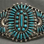 vintage silver needlepoint turquoise bracelet