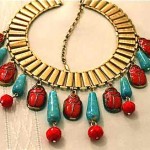 vintage unsigned hattie carnegie scarab necklace