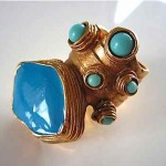 ysl enameled turquoise ring