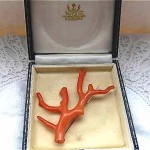 antique 15k coral branch brooch