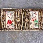 antique 19th century chinese filigree scrimshaw bracelet