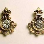 antique victorian 14k rose gold 2:3 carat diamond earrings