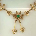 antique victorian emerald pearl 14k necklace