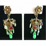 chinese 1920s tourmaline jade earrings