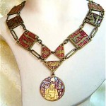 egyptian revival enamel necklace