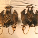 pair of vintage bronze bat sconces