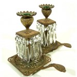 victorian bronze chamberstick candleholders