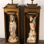 vintage 1940s Cordey chinoiserie ceramic alter lamps