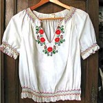 vintage 1940s hungarian embroidered peasant blouse