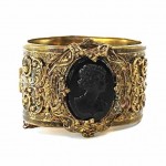 vintage 1940s onyx cameo brass bracelet