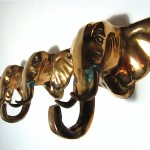 vintage 1950s brass elephant coat hooks