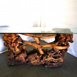 vintage 1960s drift wood walnut burl table