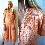 vintage 1970s crochet dress top and skirt